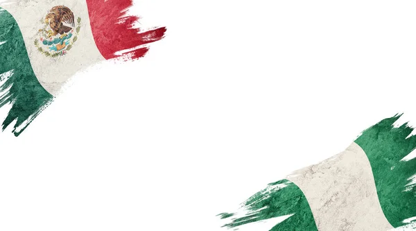 Flags of Mexico and Nigeria on White Background — Stock Photo, Image